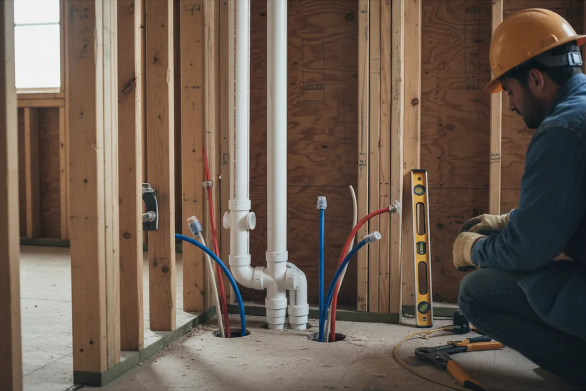 Drain and supply rough-in during Sump Pump Repair in Orovada